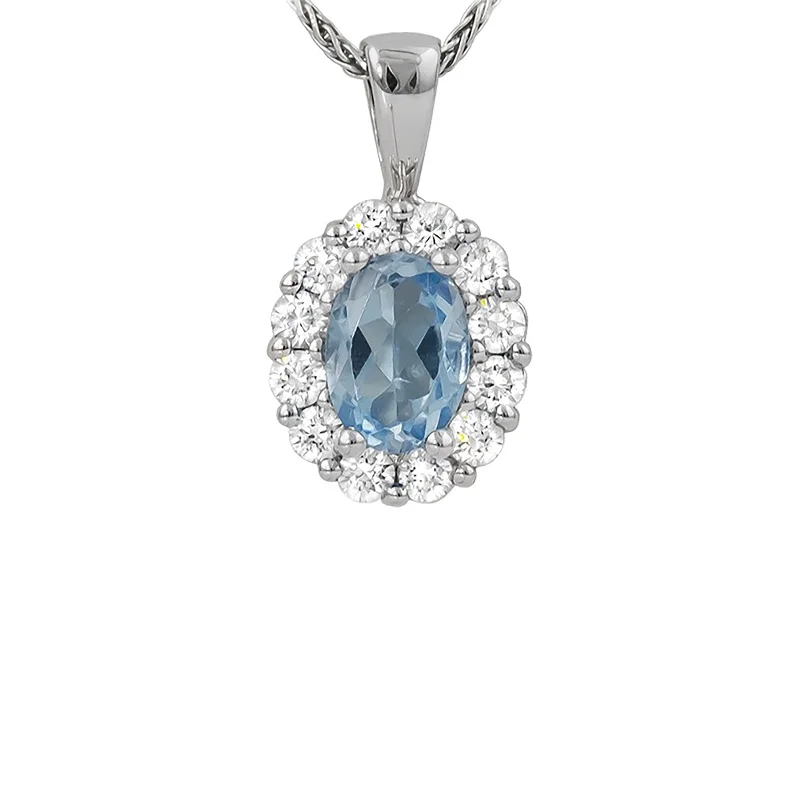 Breathtaking Jewelry At Limited-Time Savings Aquamarine & Diamond Halo Necklace