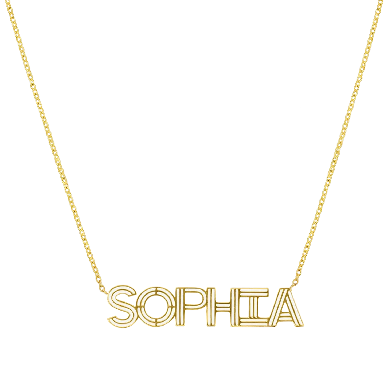 Shop Modern Jewelry Collections With Exclusive Discounts Deco Cut-Out Name Necklace