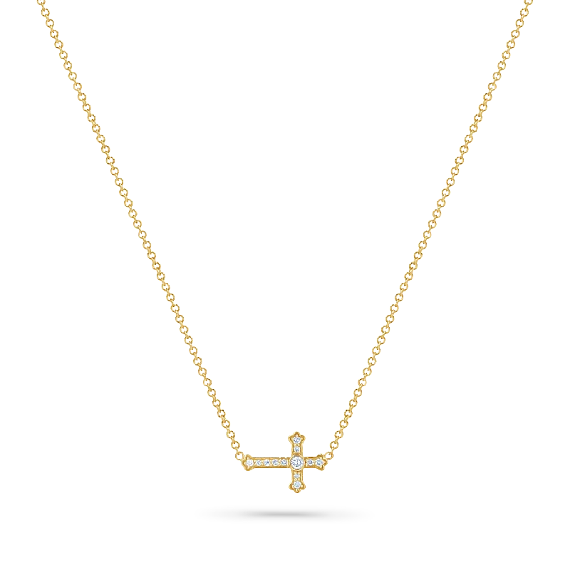 Chic And Stylish Jewelry At Exclusive Prices Diamond Sideways Cross Necklace