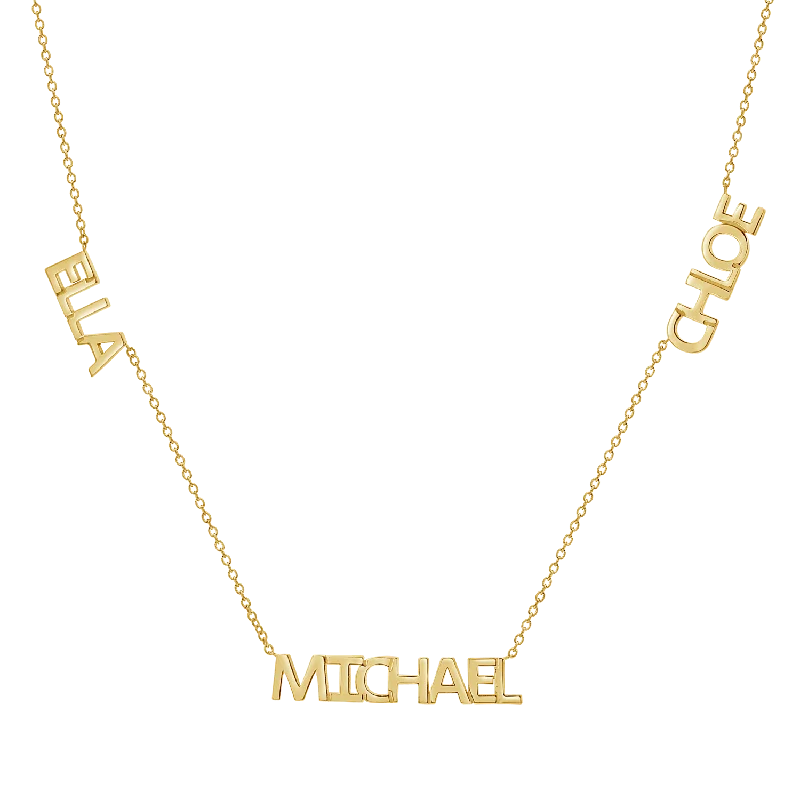 Eco-Friendly Sustainable Jewelry For Conscious Buyers Multi Block Letter Name Necklace Eco-Friendly Sustainable Jewelry For Conscious Buyers Multi Block Letter Name Necklace