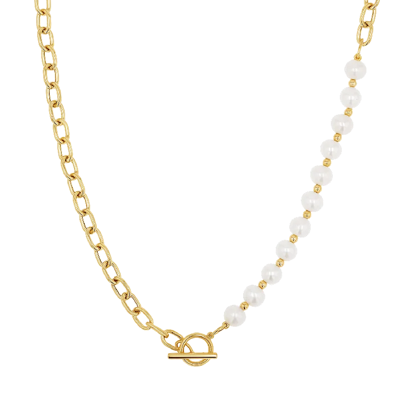 Elegant Rose Gold Jewelry For A Stylish Touch Pearl on Chain Toggle Necklace