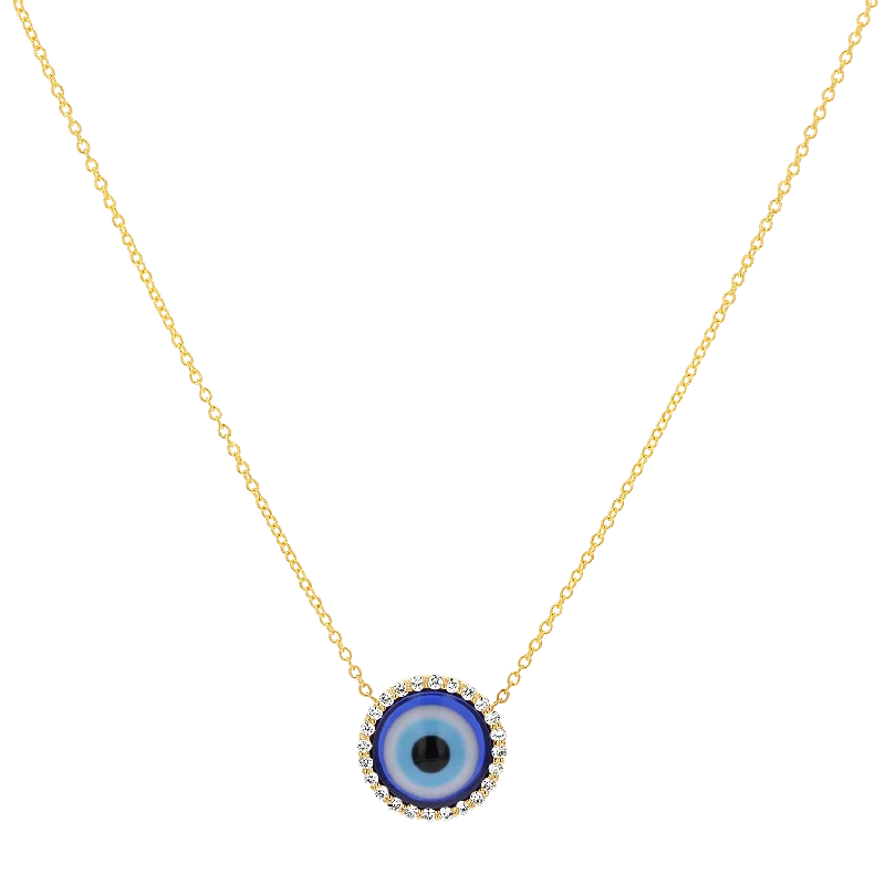 Modern Statement Jewelry For Bold Styling Round Diamond Evil Eye Necklace