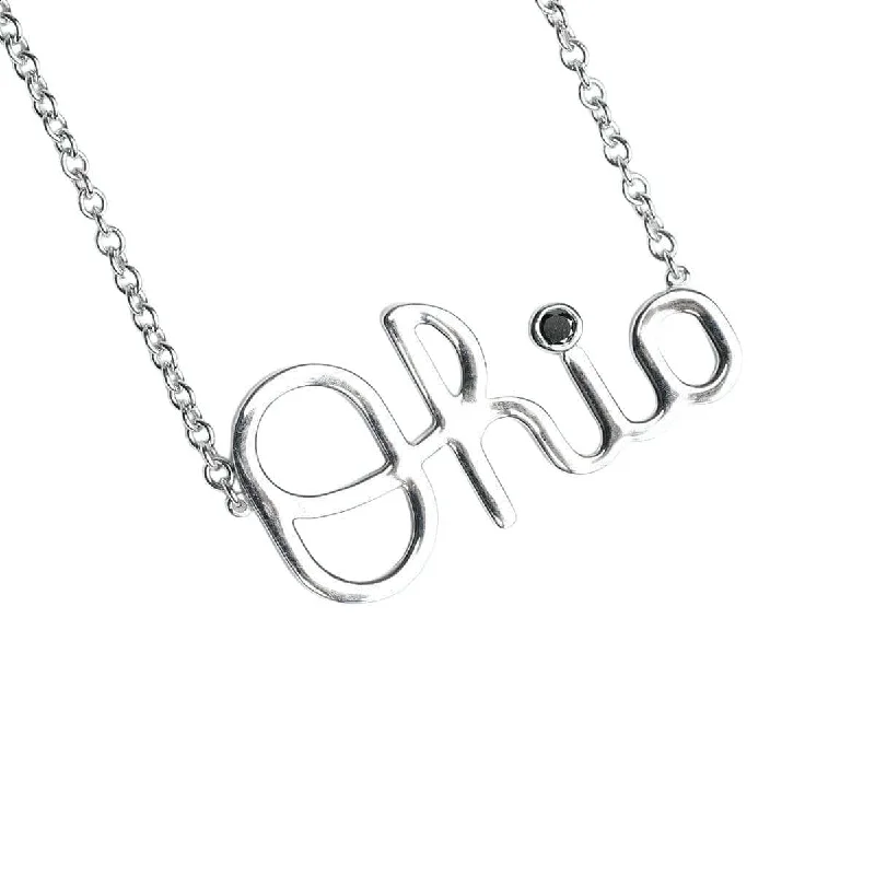 Luxury Jewelry Sale – Sparkle For Less OSU Script Ohio Necklace with Black Diamond Accent Luxury Jewelry Sale – Sparkle For Less OSU Script Ohio Necklace with Black Diamond Accent