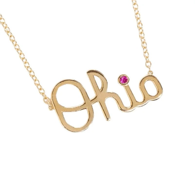 Personalized Jewelry Sale – Unique Pieces At Great Prices OSU Script Ohio Necklace with Ruby Accent Personalized Jewelry Sale – Unique Pieces At Great Prices OSU Script Ohio Necklace with Ruby Accent