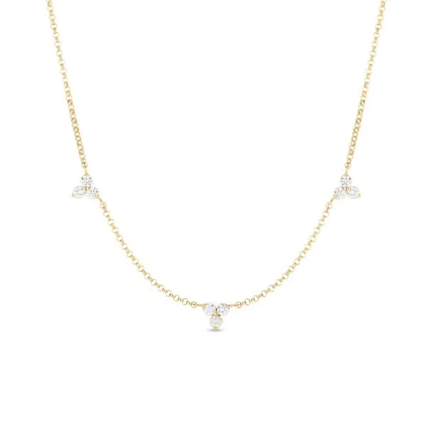 Dainty Floral Jewelry For Feminine Elegance 18K YELLOW GOLD DIAMONDS BY THE INCH 3 STATION FLOWER NECKLACE Dainty Floral Jewelry For Feminine Elegance 18K YELLOW GOLD DIAMONDS BY THE INCH 3 STATION FLOWER NECKLACE