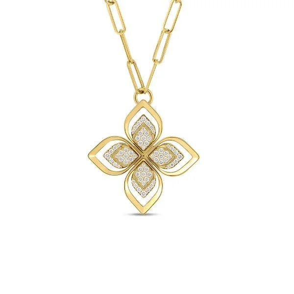 Bohemian-Inspired Jewelry For Free-Spirited Fashion 18K YELLOW GOLD VENETIAN PRINCESS PAVE OPEN FRAME DIAMOND FLOWER LONG NECKLACE Bohemian-Inspired Jewelry For Free-Spirited Fashion 18K YELLOW GOLD VENETIAN PRINCESS PAVE OPEN FRAME DIAMOND FLOWER LONG NECKLACE