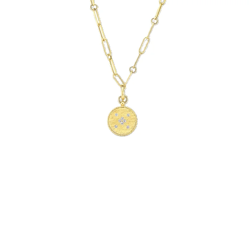 Waterproof Stainless Steel Jewelry For Lasting Beauty 18K YELLOW GOLD VENETIAN PRINCESS SATIN FINISH SMALL MEDALLION NECKLACE