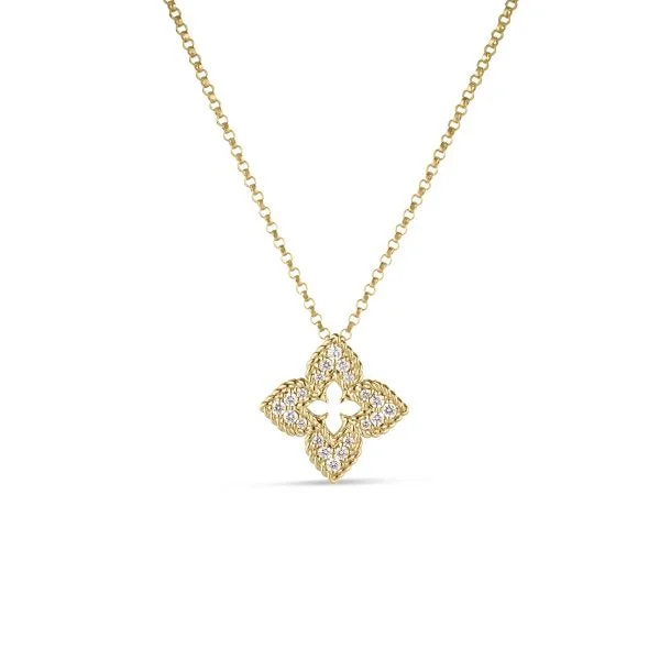 Special Deals On Handcrafted And Designer Jewelry 18K YELLOW GOLD VENTIAN PRINCESS SMALL DIAMOND PAVE FLOWER NECKLACE Special Deals On Handcrafted And Designer Jewelry 18K YELLOW GOLD VENTIAN PRINCESS SMALL DIAMOND PAVE FLOWER NECKLACE