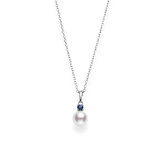 Personalized Jewelry Sale – Unique Pieces At Great Prices 18kt white gold necklace with pearl and sapphire pendant