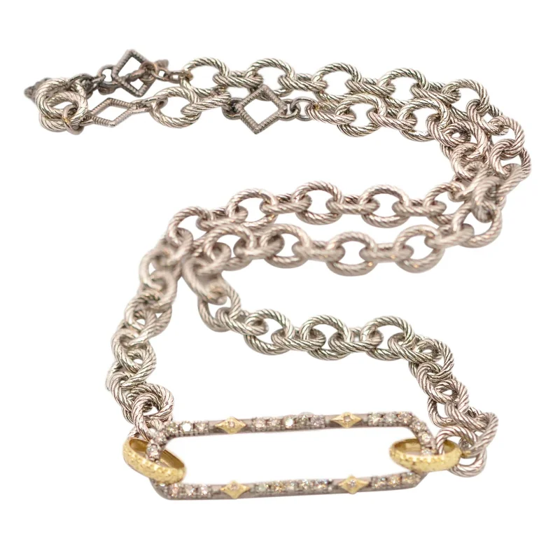 Chic And Stylish Jewelry At Exclusive Prices Paperclip Pendant Chain Link Necklace with Champagne Diamonds Chic And Stylish Jewelry At Exclusive Prices Paperclip Pendant Chain Link Necklace with Champagne Diamonds