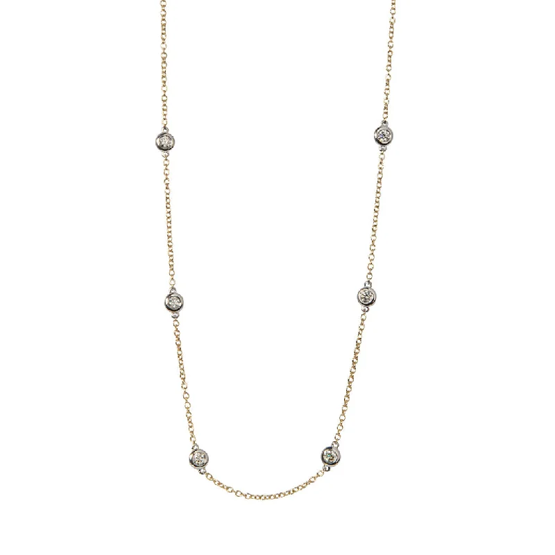 Huge Savings On Timeless Jewelry Collections 1ct Diamond by the Yard 10 Station Two Tone 14K Gold Necklace