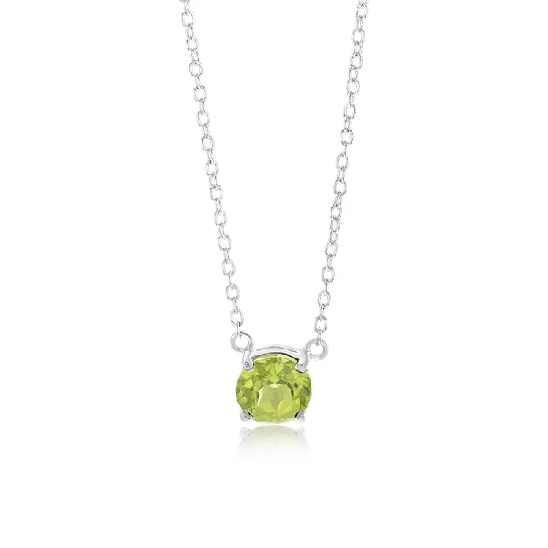 Bold And Beautiful Jewelry Now At Irresistible Prices 7mm Natural Peridot Pendant in Sterling Silver with Chain