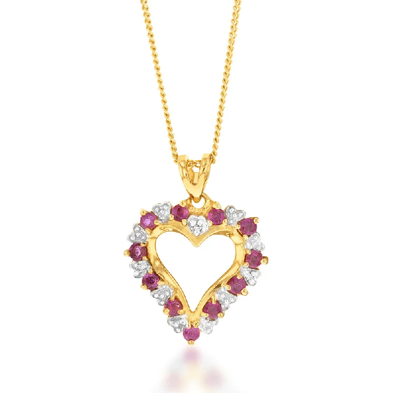 Get Your Favorite Jewelry At The Best Price 9ct Natural Ruby and Diamond Heart Pendant Get Your Favorite Jewelry At The Best Price 9ct Natural Ruby and Diamond Heart Pendant