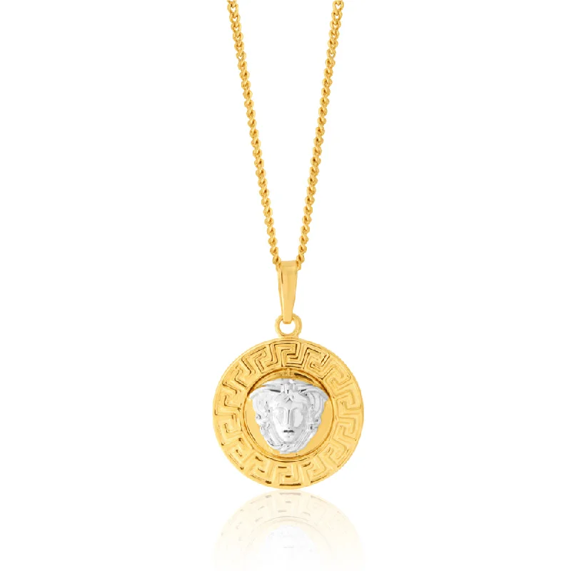Customized Silver Jewelry For Unique Style 9ct Two-Tone Gold Medusa Greek Key Pendant Customized Silver Jewelry For Unique Style 9ct Two-Tone Gold Medusa Greek Key Pendant
