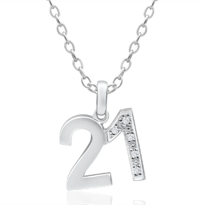 Shine In Style – Shop Jewelry Discounts Today 9ct White Gold 21 Pendant with 5 diamonds