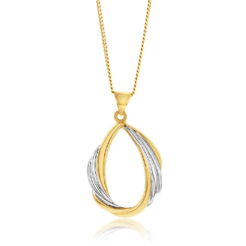 Trending Jewelry Styles Now At Limited-Time Discounts 9ct Yellow And White Gold Twisted Pear Shaped Open Pendant Trending Jewelry Styles Now At Limited-Time Discounts 9ct Yellow And White Gold Twisted Pear Shaped Open Pendant