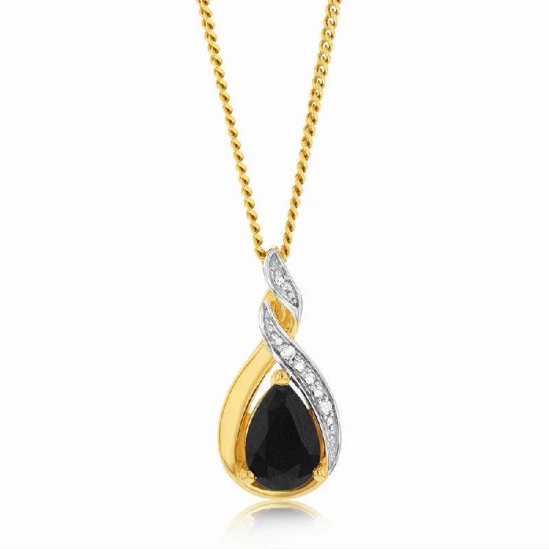 High-End Jewelry, Now More Affordable Than Ever 9ct Yellow Gold Diamond And Sapphire Slider Pendant High-End Jewelry, Now More Affordable Than Ever 9ct Yellow Gold Diamond And Sapphire Slider Pendant