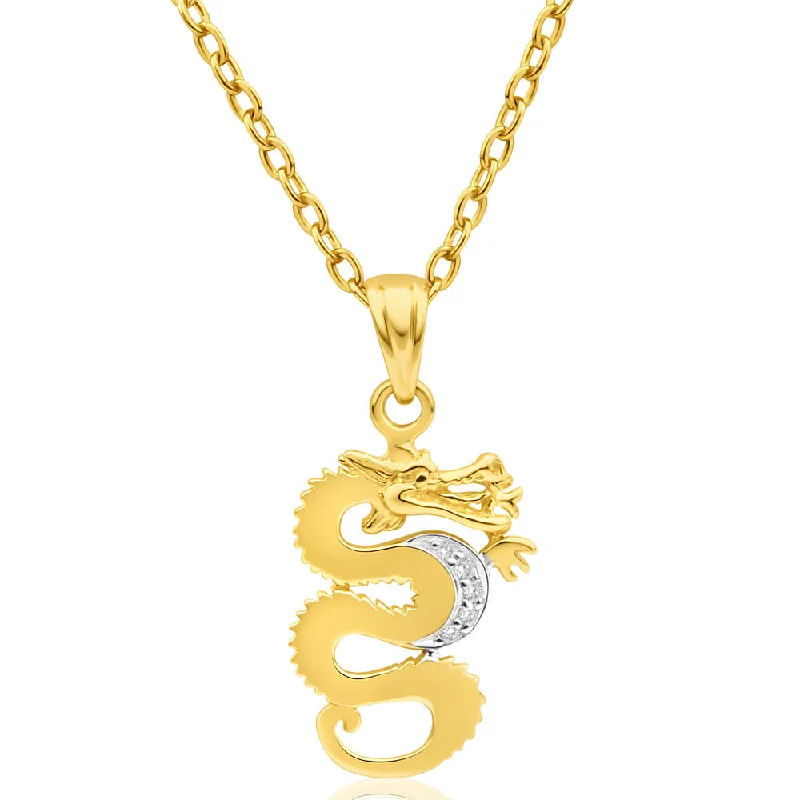 Timeless Elegance At Unbelievable Discounts 9ct Yellow Gold Diamond Dragon Pendant