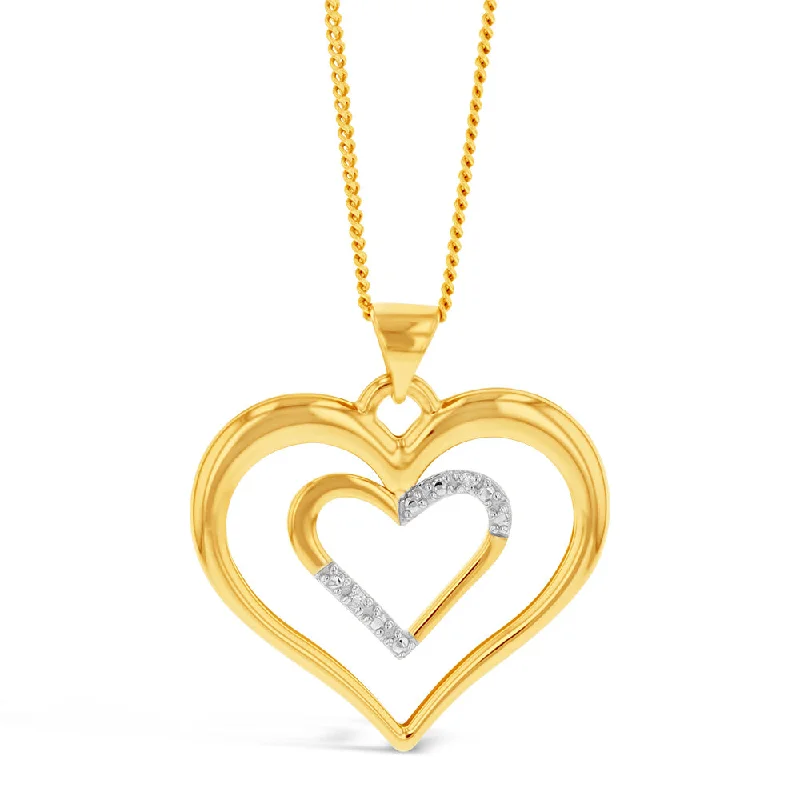 Classic And Modern Jewelry Styles On Sale 9ct Yellow Gold Diamond Heart Pendant