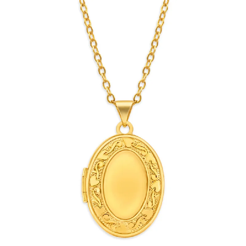Special Jewelry Deals – Upgrade Your Collection 9ct Yellow Gold Silver Filled Oval Emboss Edge Locket Special Jewelry Deals – Upgrade Your Collection 9ct Yellow Gold Silver Filled Oval Emboss Edge Locket