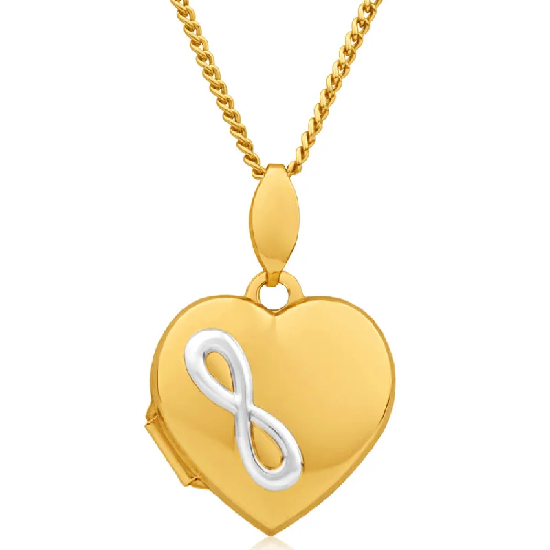 Limited Stock On Premium Jewelry At Low Prices 9ct Yellow Gold Silver Filled Two Tone Infinity Heart Shape Locket Limited Stock On Premium Jewelry At Low Prices 9ct Yellow Gold Silver Filled Two Tone Infinity Heart Shape Locket