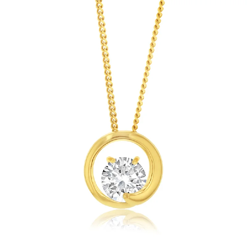 Affordable Glamour – Premium Jewelry For Less 9ct Yellow Gold Silverfilled Cubic Zirconia Circle Pendant