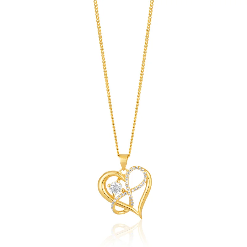 Buy More, Save More – Special Jewelry Discounts 9ct Yellow Gold Zirconia Infinity & Heart Pendant Buy More, Save More – Special Jewelry Discounts 9ct Yellow Gold Zirconia Infinity & Heart Pendant