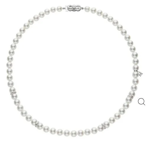 Flash Sale On Stunning Jewelry – Don't Miss Out Akoya Cultured Pearl and Diamond Rondells Necklace in 18K White Gold Flash Sale On Stunning Jewelry – Don't Miss Out Akoya Cultured Pearl and Diamond Rondells Necklace in 18K White Gold