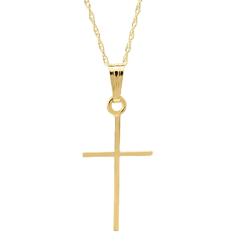 Customized Silver Jewelry For Unique Style Child 14K Yellow Gold 11x24mm Cross Pendant Necklace Customized Silver Jewelry For Unique Style Child 14K Yellow Gold 11x24mm Cross Pendant Necklace