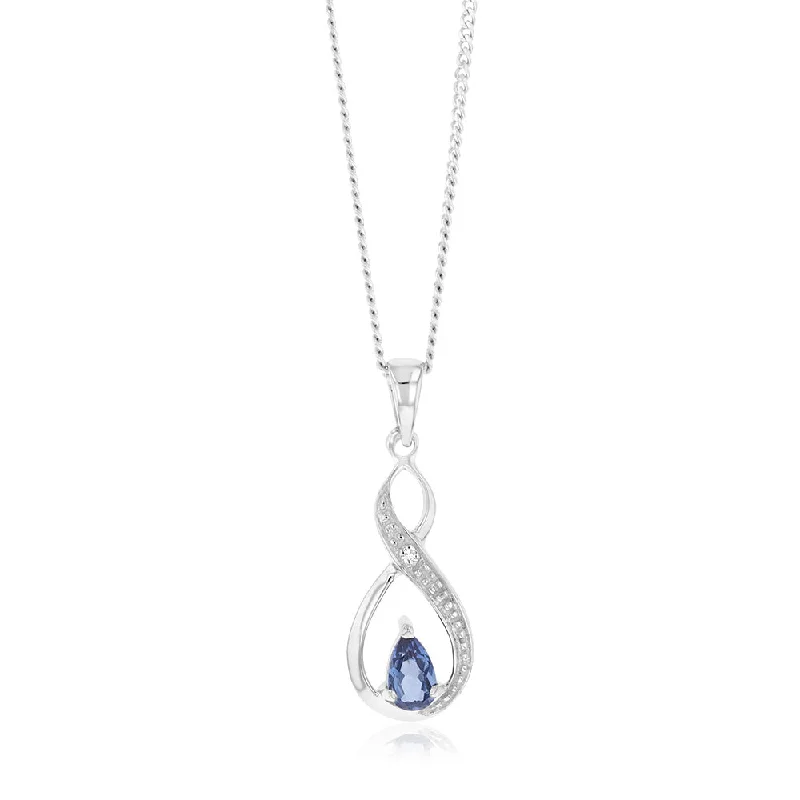 Shine Without Limits – Jewelry Sale Happening Now Created Pear Cut Tanzanite & Diamond Infinity Pendant in 9ct White Gold Shine Without Limits – Jewelry Sale Happening Now Created Pear Cut Tanzanite & Diamond Infinity Pendant in 9ct White Gold