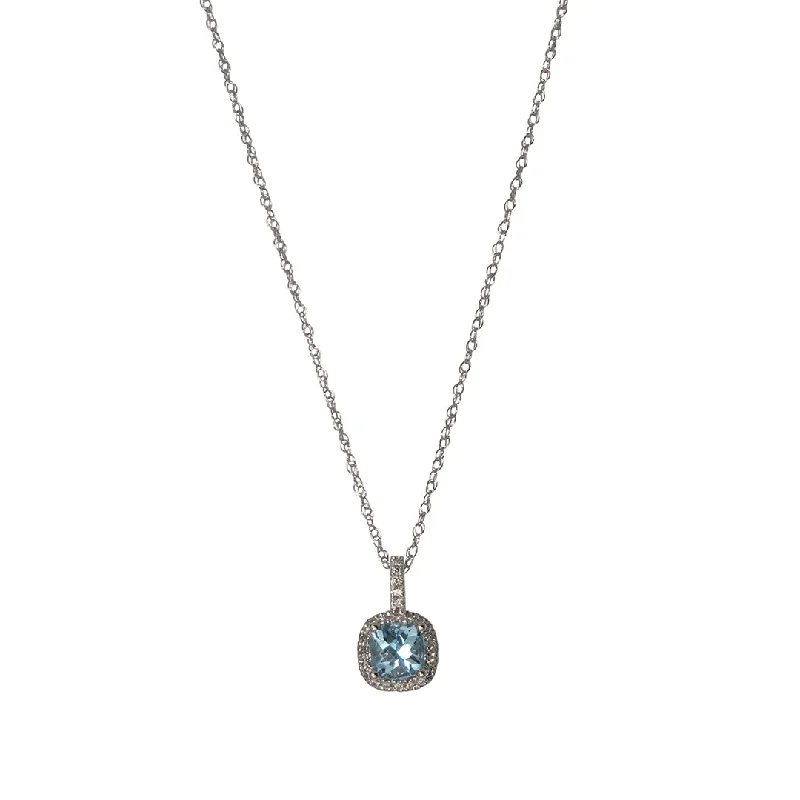 Fashion-Forward Jewelry At Incredible Prices Cushion Aquamarine & Diamond 14K Gold Pendant Necklace Fashion-Forward Jewelry At Incredible Prices Cushion Aquamarine & Diamond 14K Gold Pendant Necklace