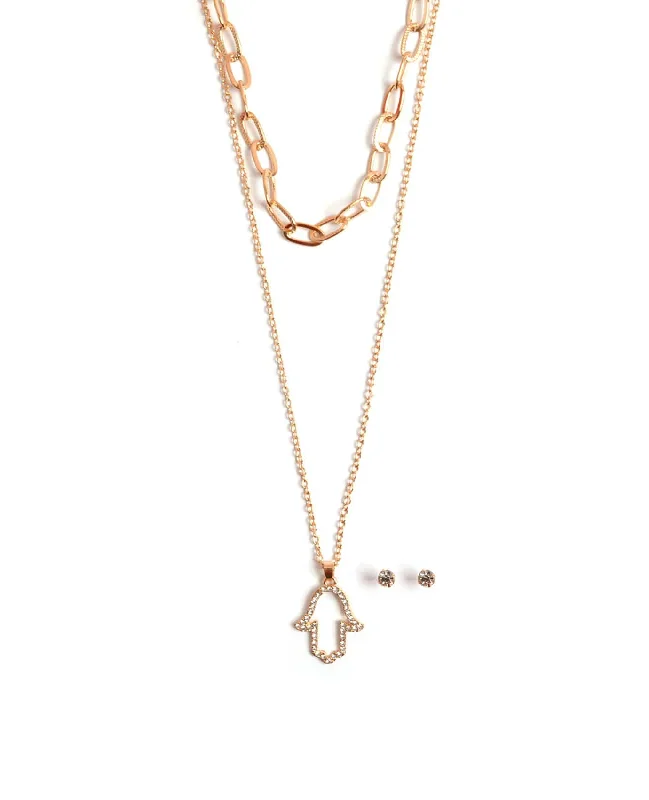 Final Call For Exquisite Jewelry At Reduced Rates Fatima Hand Charm Necklace Set