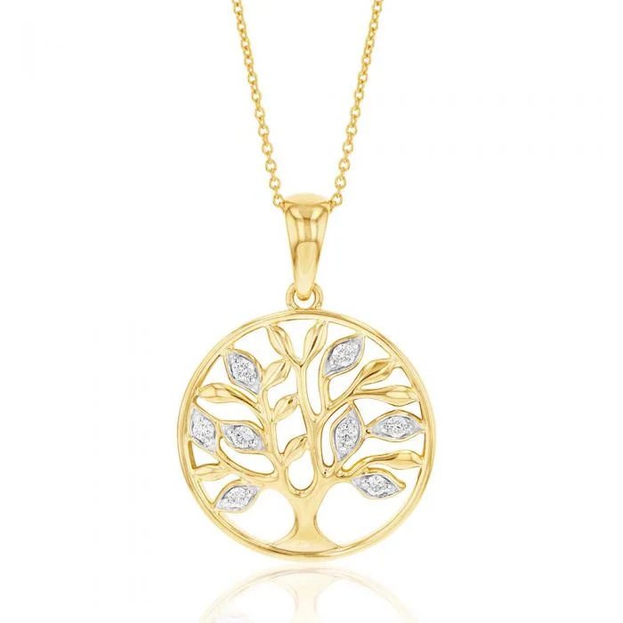 Celebrate Every Occasion With Sparkling Savings Flawless 10-14PT Diamond Tree of Life Pendant Set In 9ct Yellow Gold on Tiffany Chain Celebrate Every Occasion With Sparkling Savings Flawless 10-14PT Diamond Tree of Life Pendant Set In 9ct Yellow Gold on Tiffany Chain
