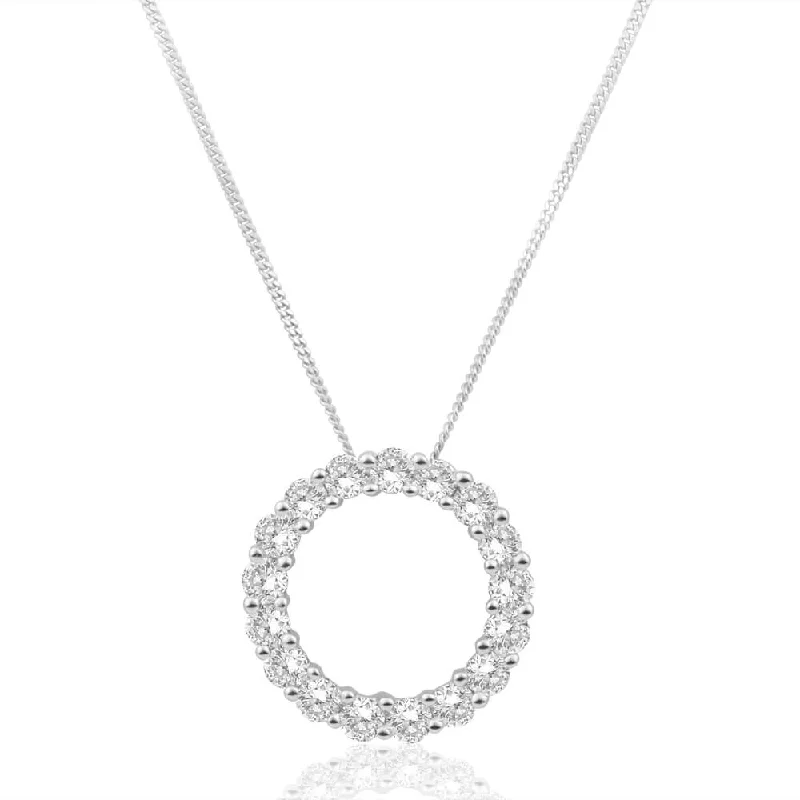 The Ultimate Jewelry Sale – Shop Premium Styles Flawless Cut 9ct White Gold Diamond Circle Of Life Pendant With Chain (TW=1/2 Carat)