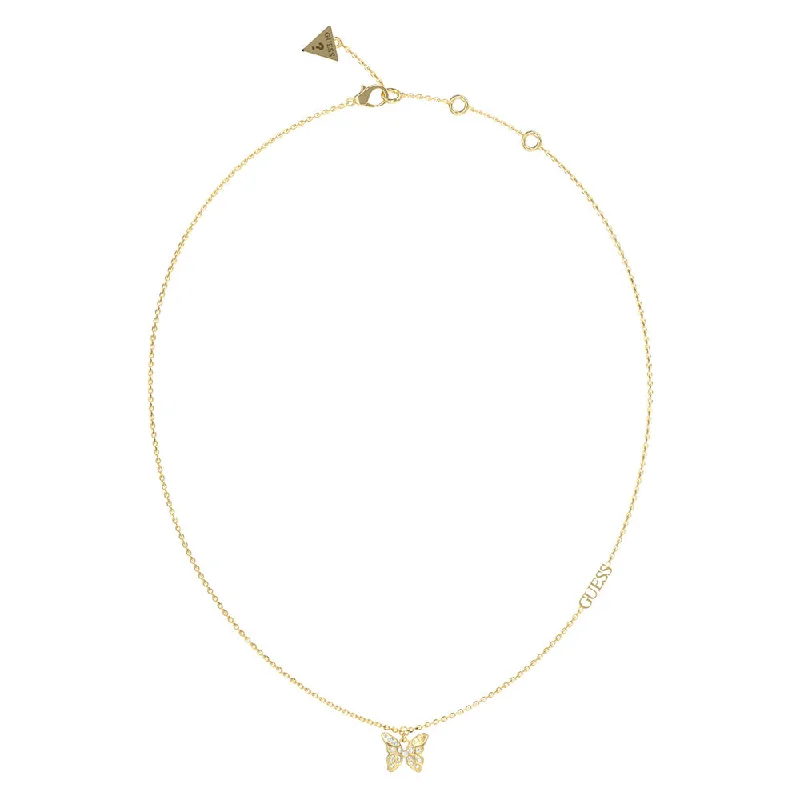 High-Quality Gemstone Jewelry For Special Occasions Guess Gold-Plated Stainless-Steel Pave Butterfly 16-18" Chain High-Quality Gemstone Jewelry For Special Occasions Guess Gold-Plated Stainless-Steel Pave Butterfly 16-18" Chain
