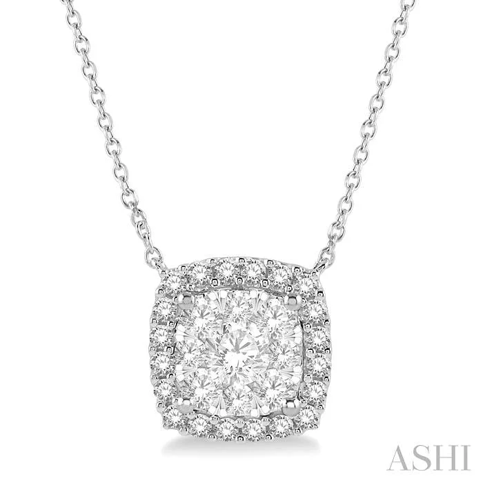 Elegant Jewelry Pieces At Unbelievable Prices CUSHION SHAPE HALO LOVEBRIGHT ESSENTIAL DIAMOND PENDANT