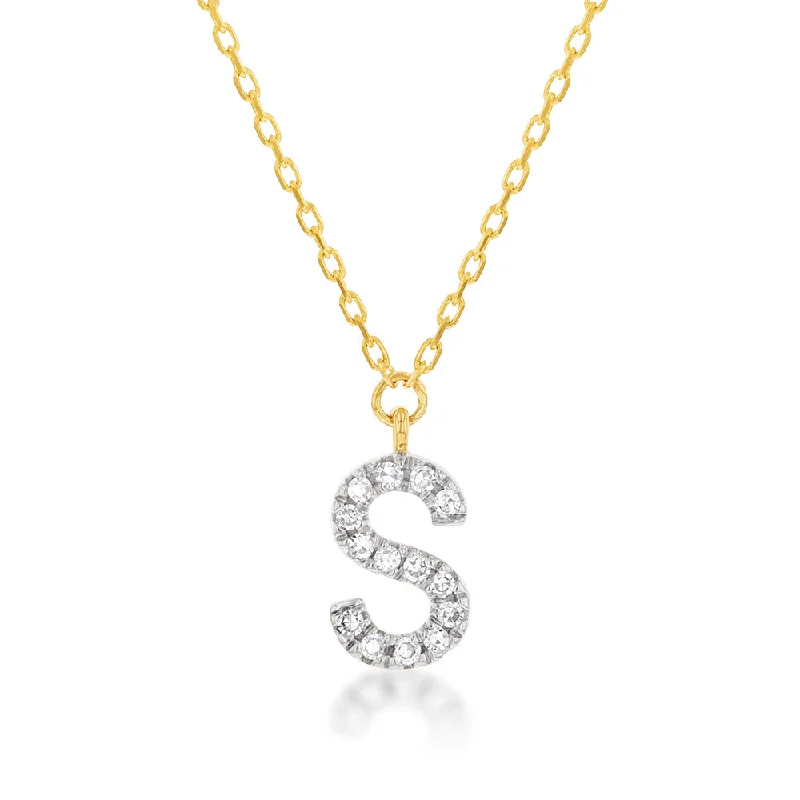 Luxury Jewelry Clearance – Shop Premium Styles Now Luminesce Lab Diamond S Initial Pendant in 9ct Yellow Gold on Adjustable 45cm Chain