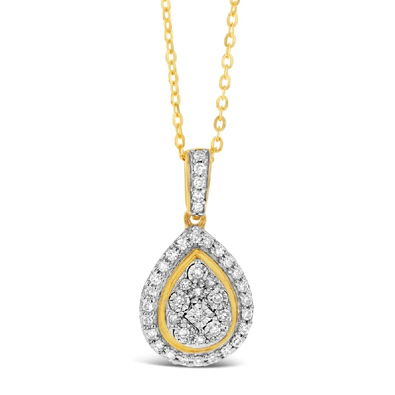 Sparkle On A Budget – Fine Jewelry For Less Luminesce Lab Grown Diamond 1/5 Carat Pear Pendant with Chain in 9ct Yellow Gold