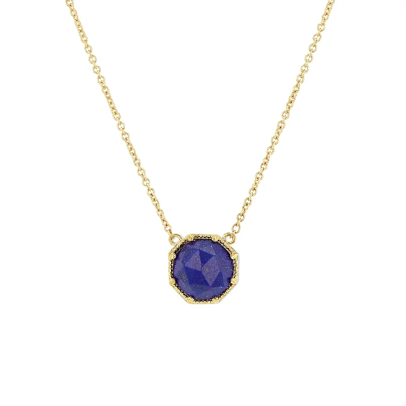 Modern Statement Jewelry For Bold Styling Maman Crown Bezel Lapis Necklace