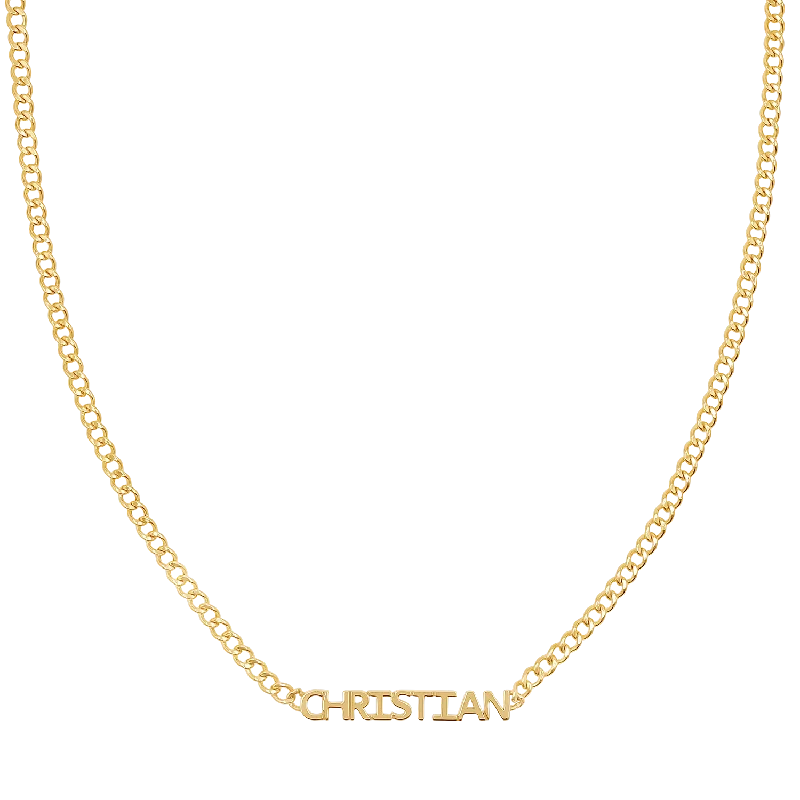 Elevate Your Outfit With Discounted Statement Jewelry Mini Single Name Cuban Chain Necklace
