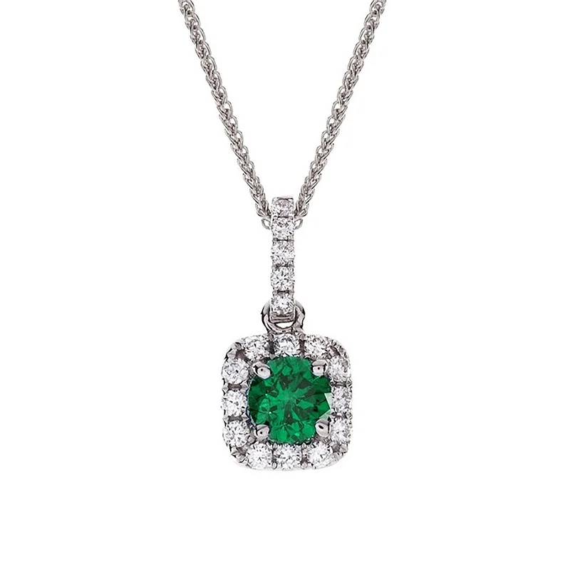 Gorgeous Jewelry, Limited-Time Savings Emerald & Diamond Cushion Halo Pendant