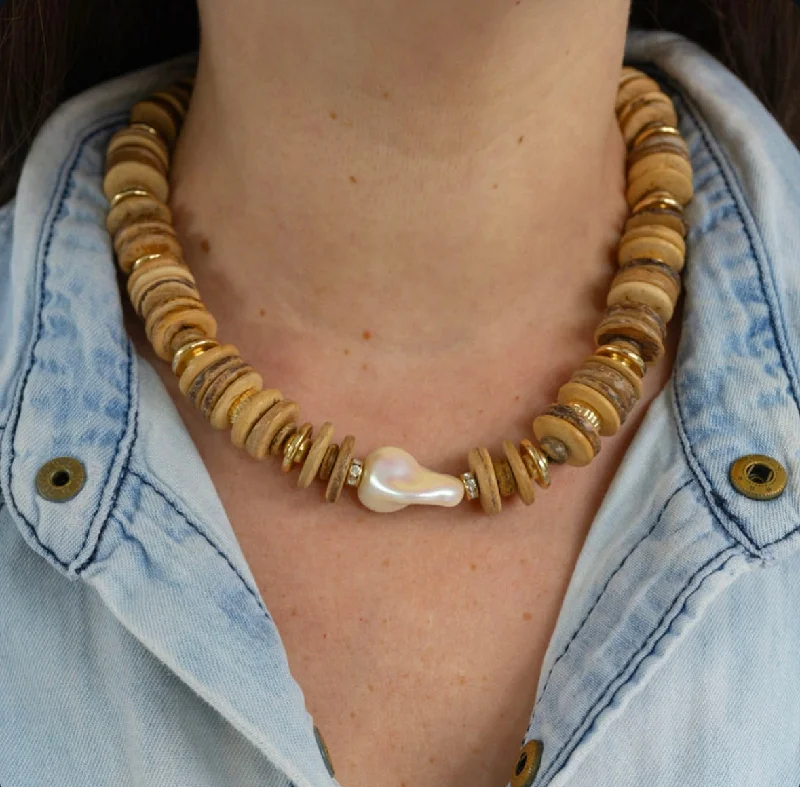 Flash Deals On Fine Jewelry – Shop Before It's Gone Raw Coconut Wood & Pearl Necklace Flash Deals On Fine Jewelry – Shop Before It's Gone Raw Coconut Wood & Pearl Necklace