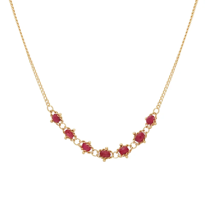 Luxury Handcrafted Jewelry For Elegant Looks Ruby Textile Necklace