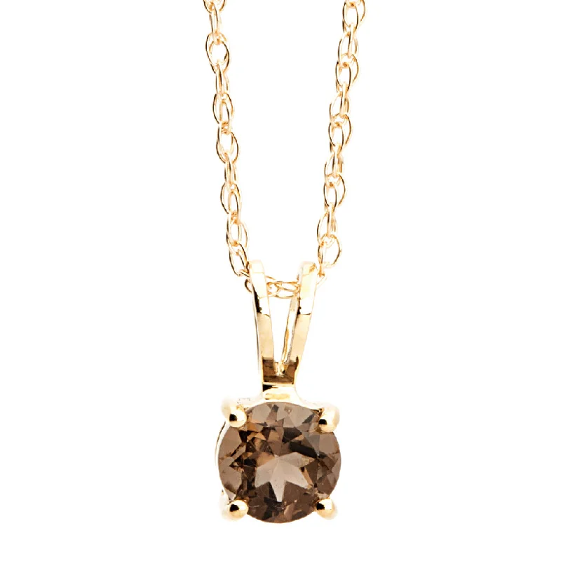 Bold And Beautiful Jewelry Now At Irresistible Prices 14K Yellow Gold Round Shape Quartz Solitaire Pendant with a 14K Yellow Gold Graduated Necklace (0.38ctw) Bold And Beautiful Jewelry Now At Irresistible Prices 14K Yellow Gold Round Shape Quartz Solitaire Pendant with a 14K Yellow Gold Graduated Necklace (0.38ctw)
