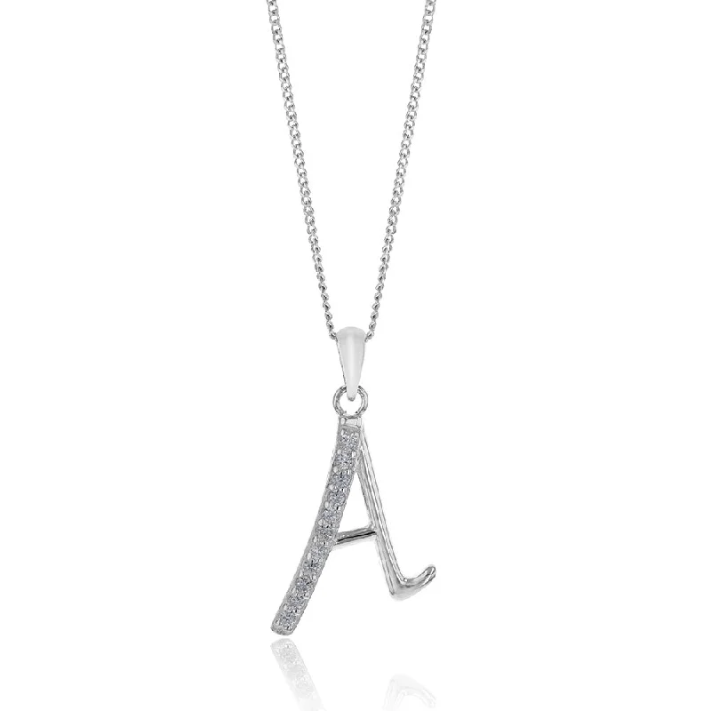 Trending Jewelry Styles Now At Limited-Time Discounts Sterling Silver Cubic Zirconia Cursive Initial "A" Pendant