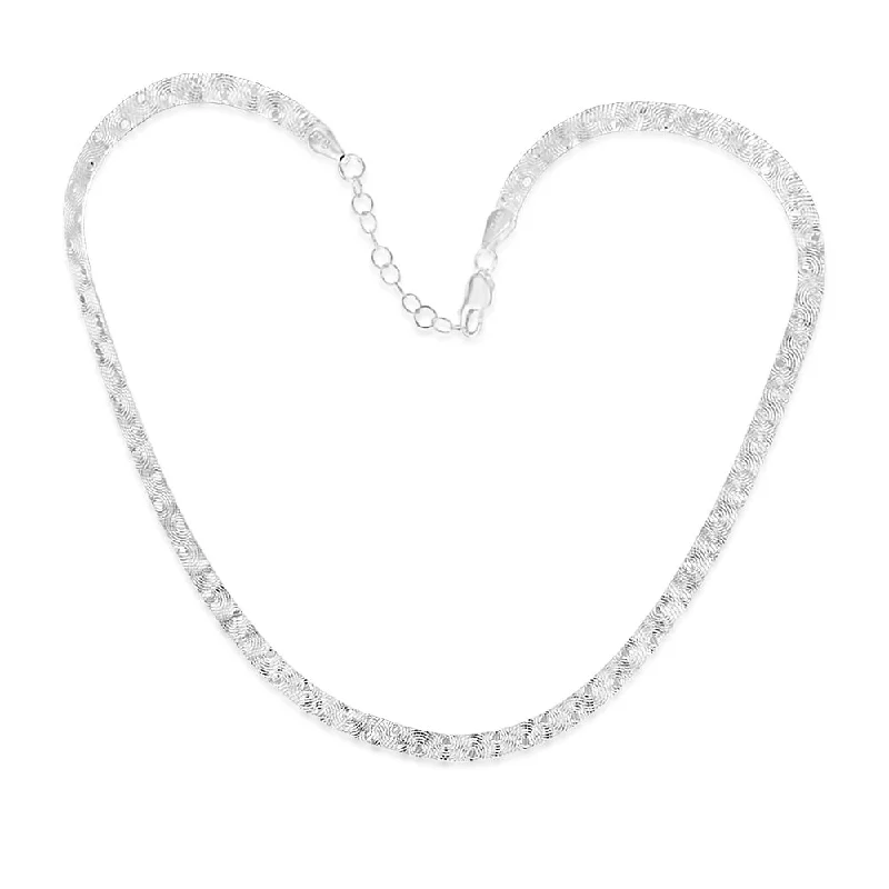 Shop High-Quality Jewelry At Jaw-Dropping Discounts Sterling Silver Patterned 40cm Choker Chain