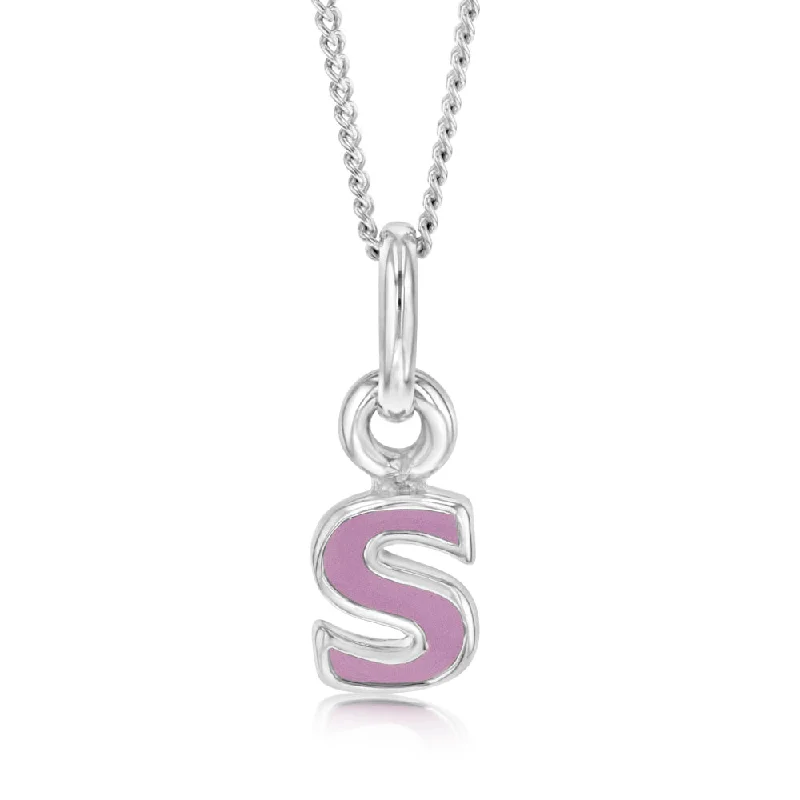 Timeless Elegance, Temporary Discounts – Act Fast Sterling Silver Pink Enamel Initial "S" Pendant