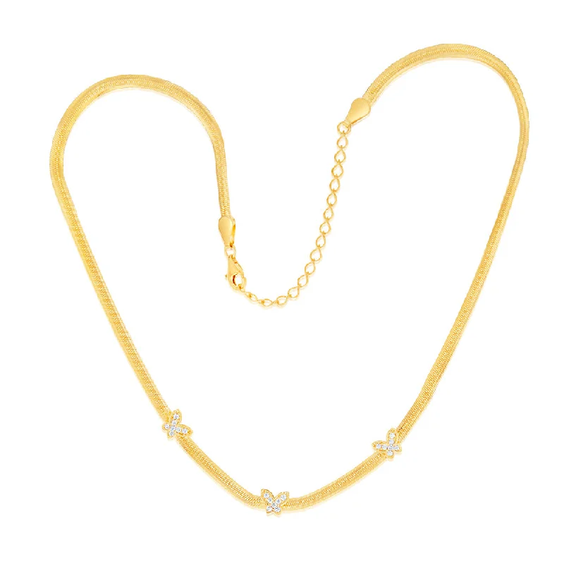 Affordable Gold-Plated Jewelry For Modern Fashion Sterling Silver Yellow Gold Plated Cubic Zirconia Butterfly 43cm Choker Chain Affordable Gold-Plated Jewelry For Modern Fashion Sterling Silver Yellow Gold Plated Cubic Zirconia Butterfly 43cm Choker Chain