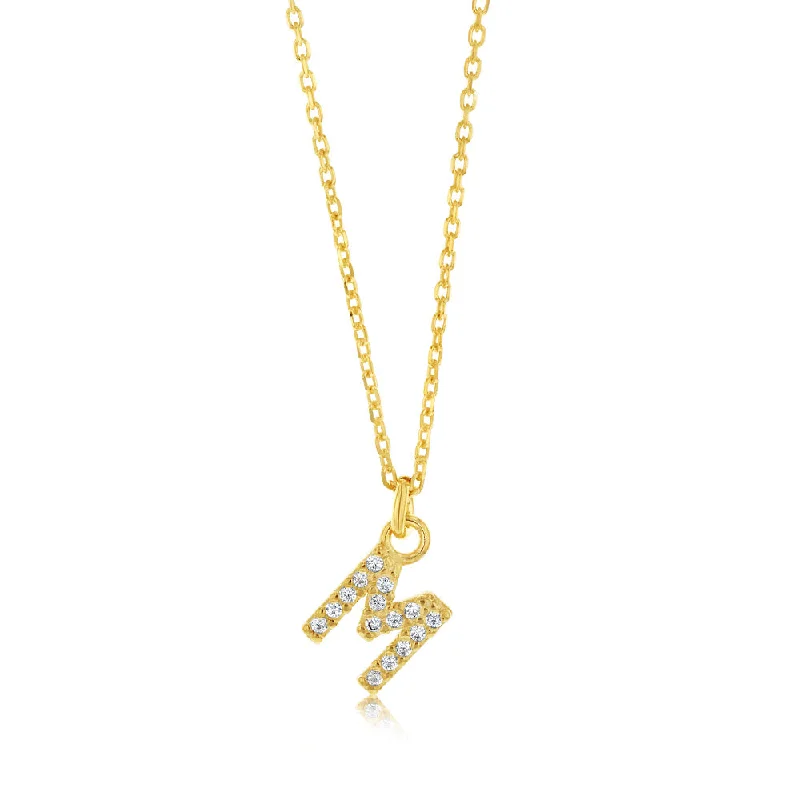Seasonal Jewelry Clearance – Best Styles At The Lowest Prices Sterling Silver Yellow Gold Plated Initial "M" Pendant On 45cm Chain