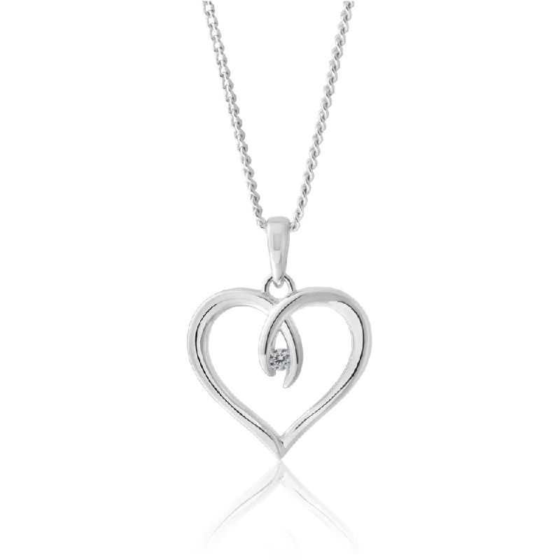 Must-Have Jewelry At Unbelievable Discounts Sterling Silver Zirconia Fancy Heart Pendant